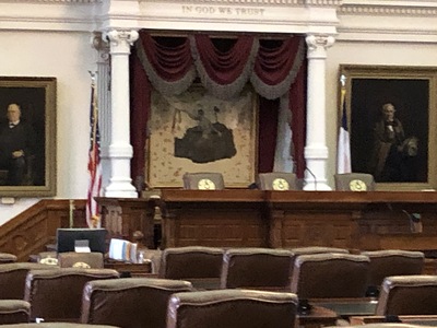 Battle Flag Behind Podium